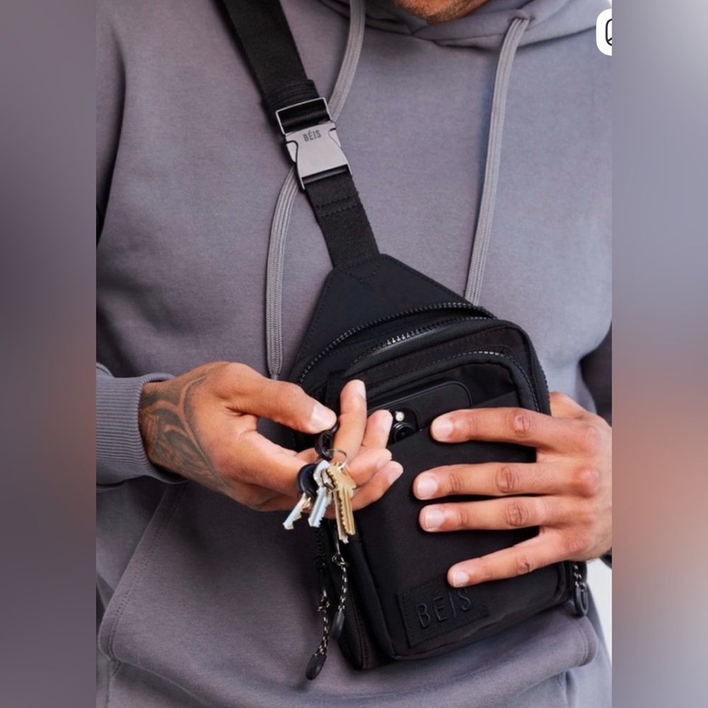 BEIS Black Compact Crossbody Sling with Front Pocket